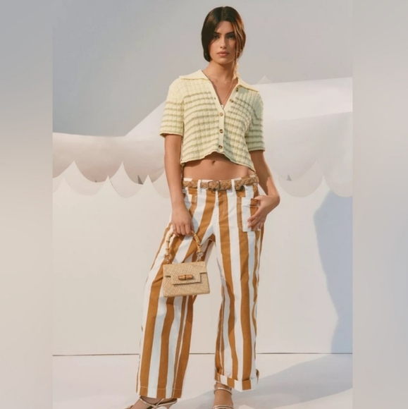 BDG Urban Outfitters UO Joey gold‎ white striped full leg pants size 31 - Picture 4 of 8